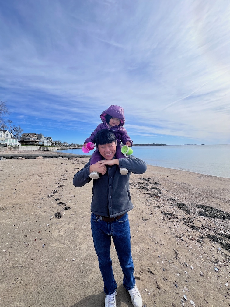 Exploring the beach at Sandy Point