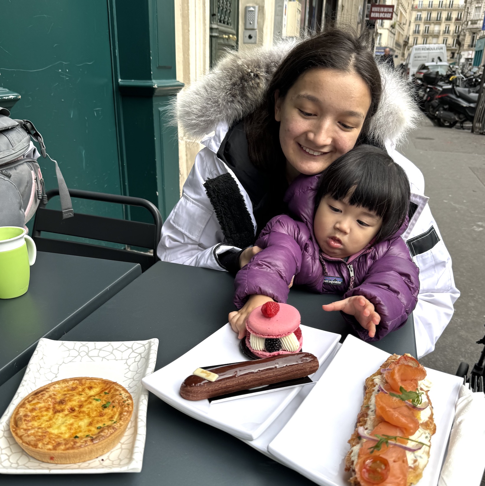 Eating at a French cafe